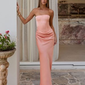 Adara Corset Maxi Dress - Peach