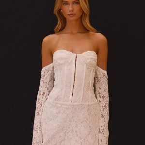 Already Know Lace Long Sleeve Mini Dress - White