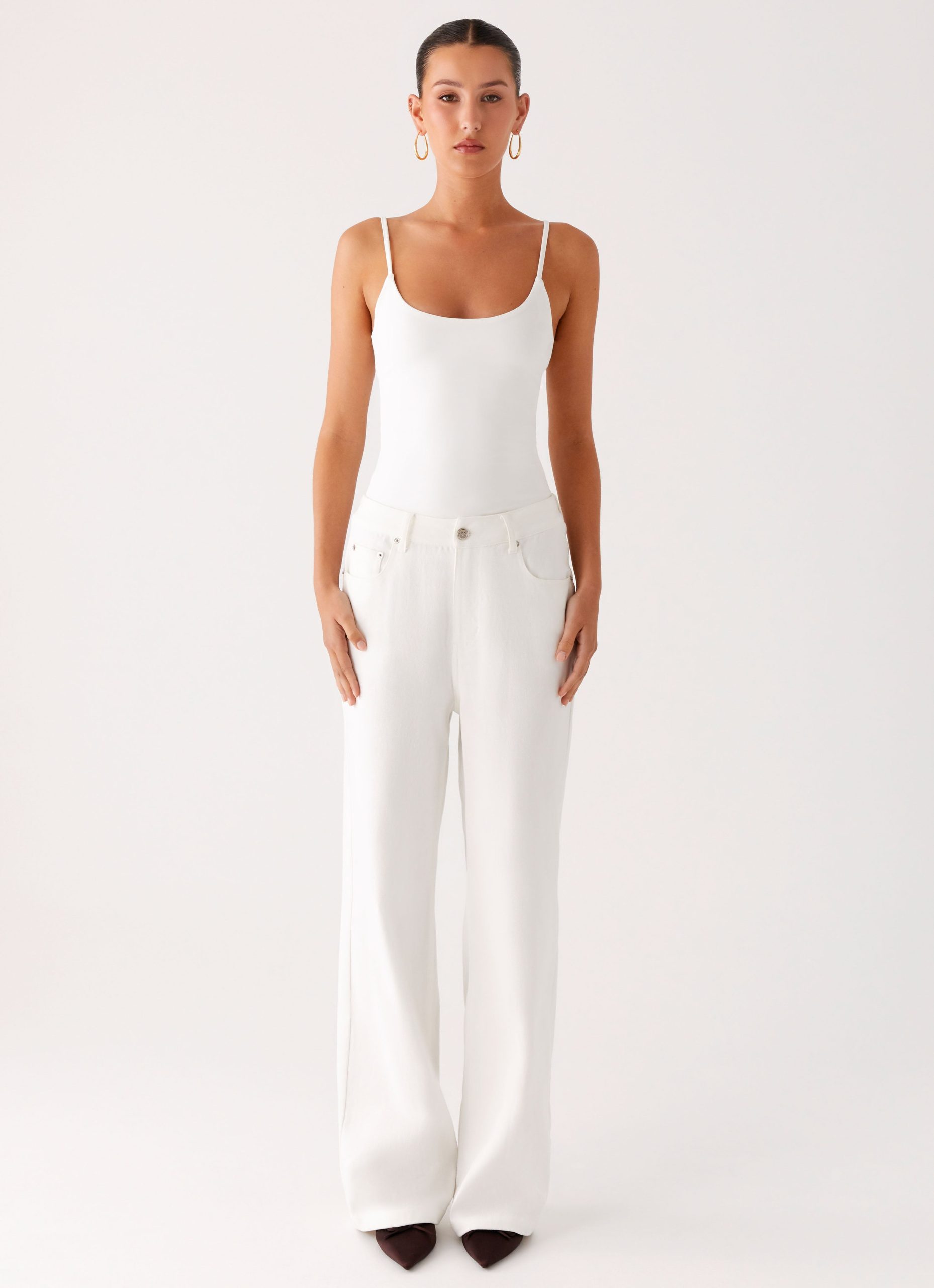 Back Again Straight Leg Denim Jeans - White - Image 2