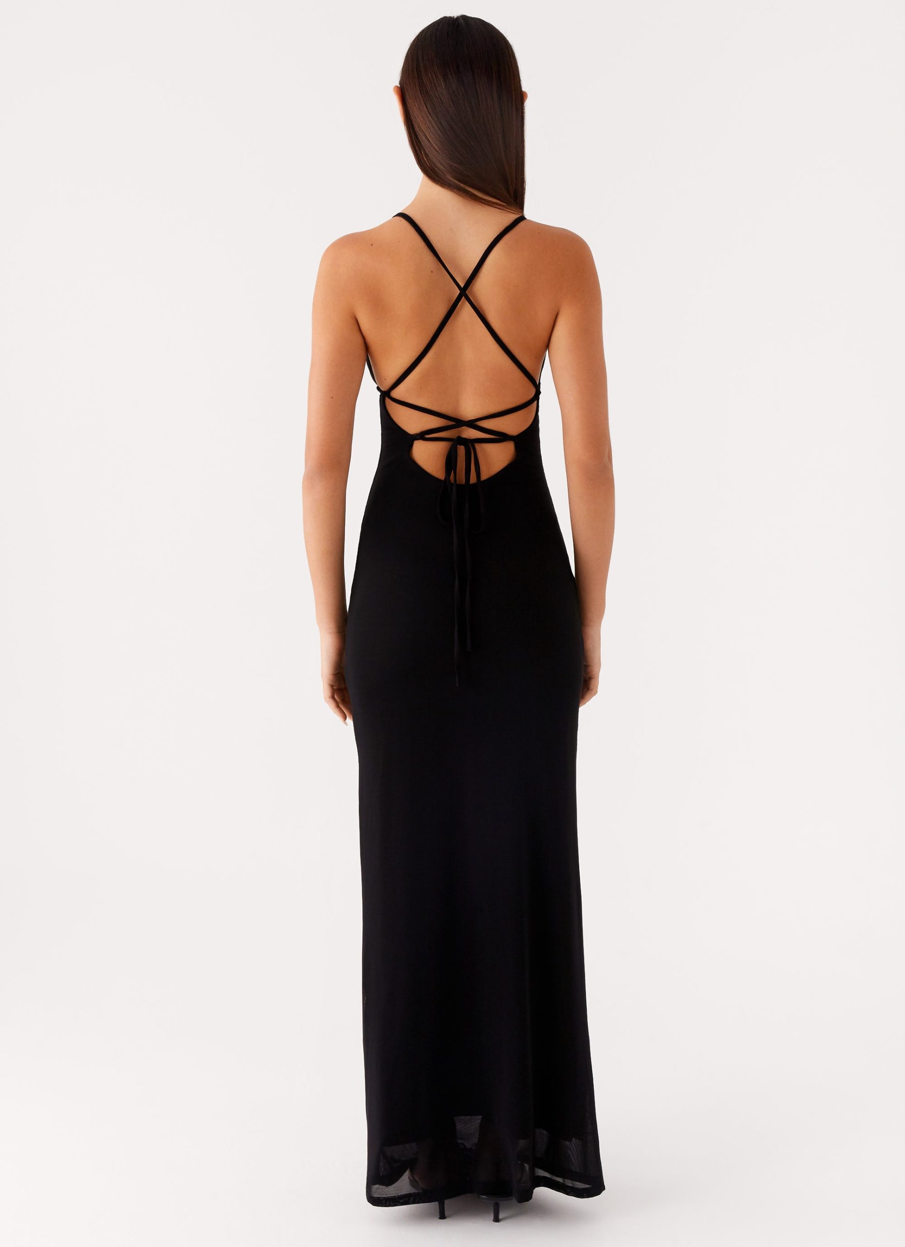Beki Beaded Mesh Maxi Dress - Black - Image 3
