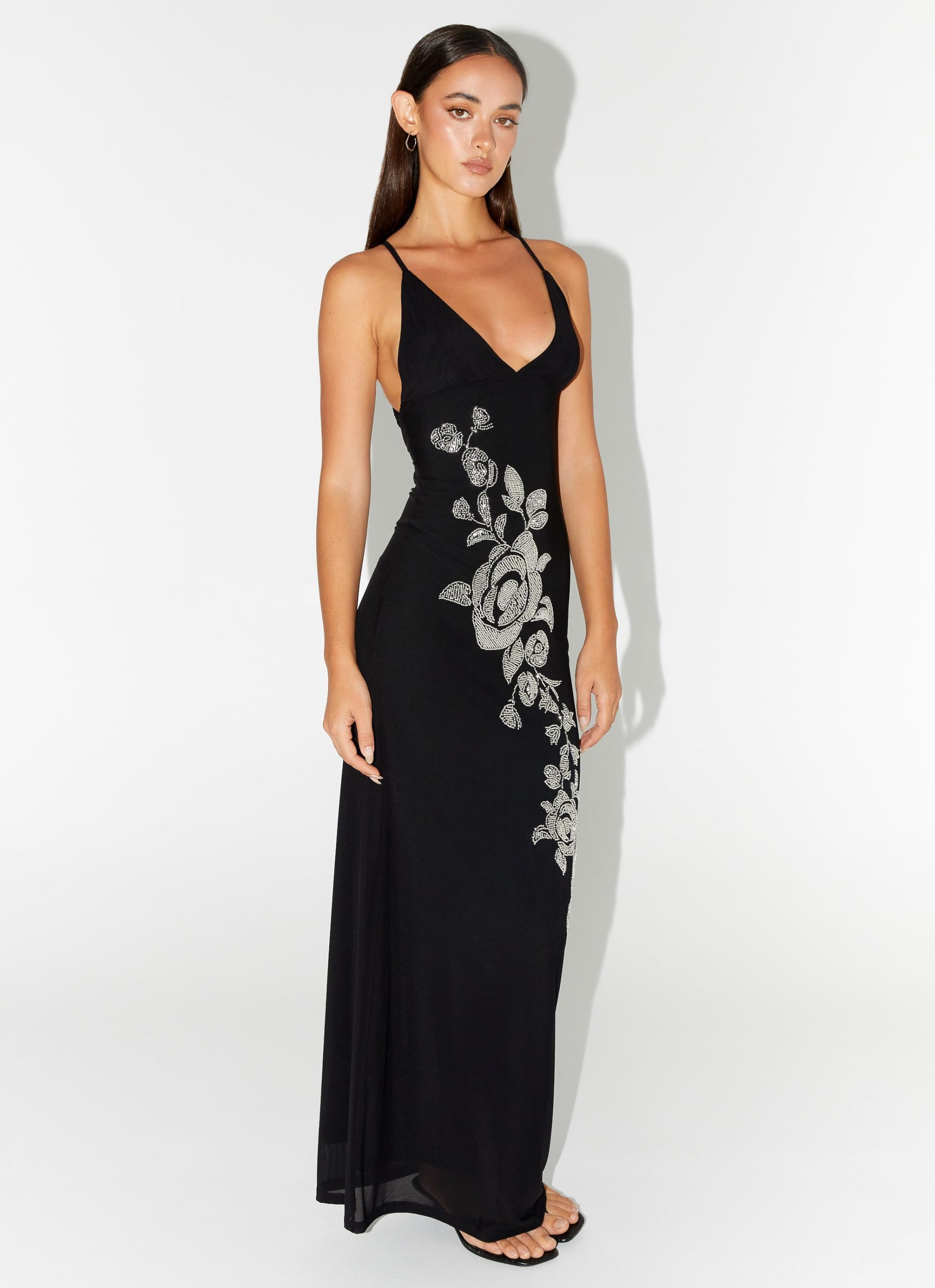 Beki Beaded Mesh Maxi Dress - Black - Image 5