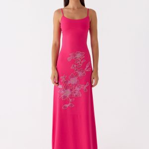 Carmine Embellished Maxi Dress - Fuchsia