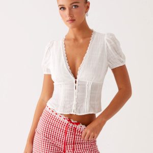 Devon Micro Shorts - Red Gingham