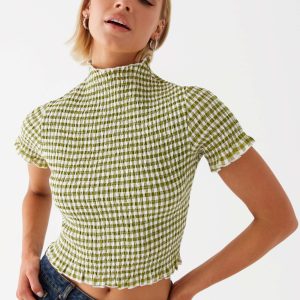 Cleo Tee - Khaki Gingham