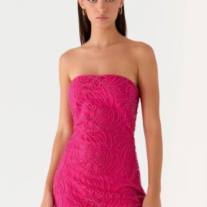 Dangerous Kind Beaded Mini Dress - Hot Pink