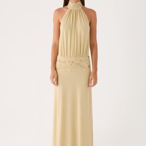 Donyale Halter Maxi Dress - Pale Olive