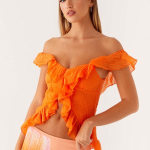 Dylan Off Shoulder Top - Orange