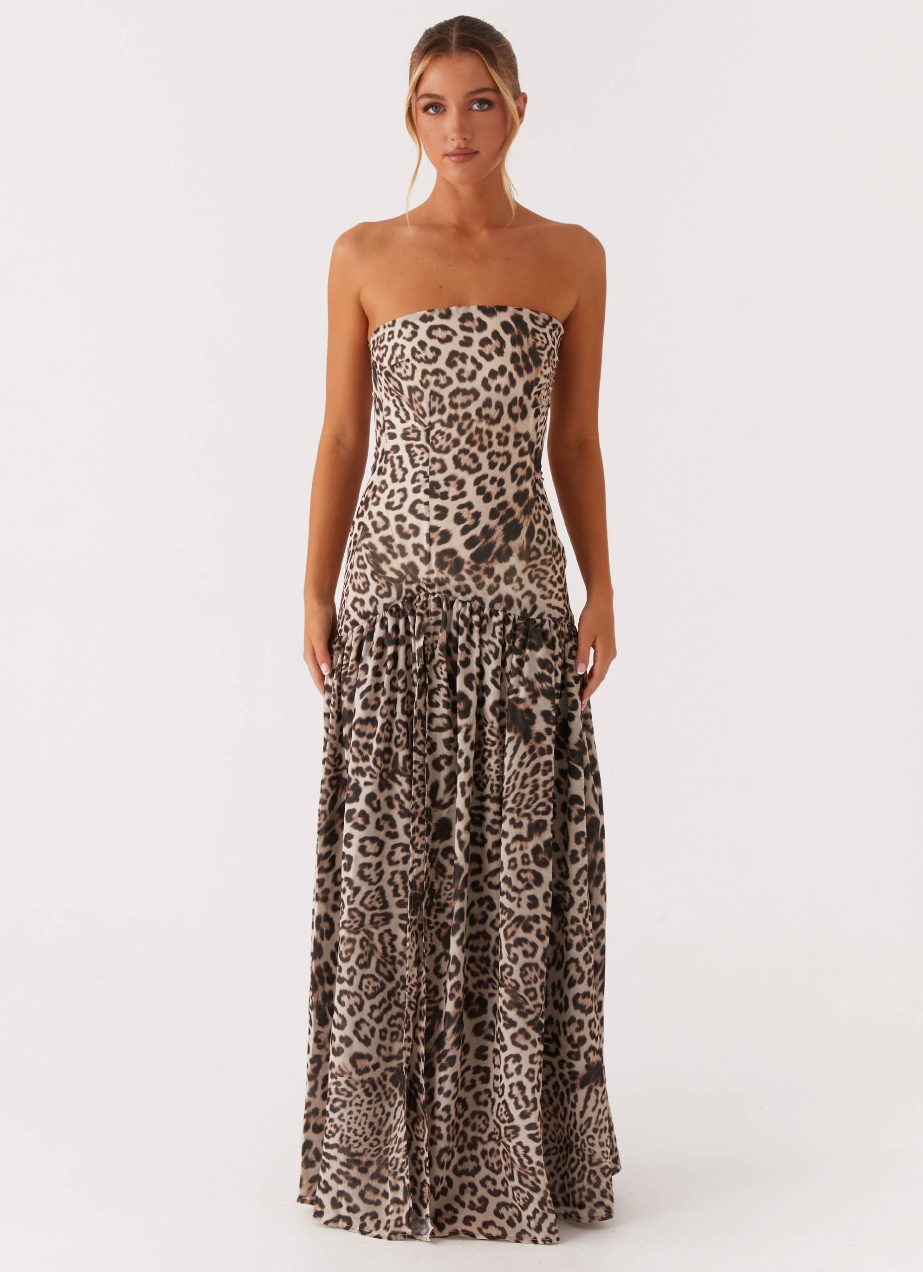 Eden Strapless Maxi Dress - Leopard - Image 2