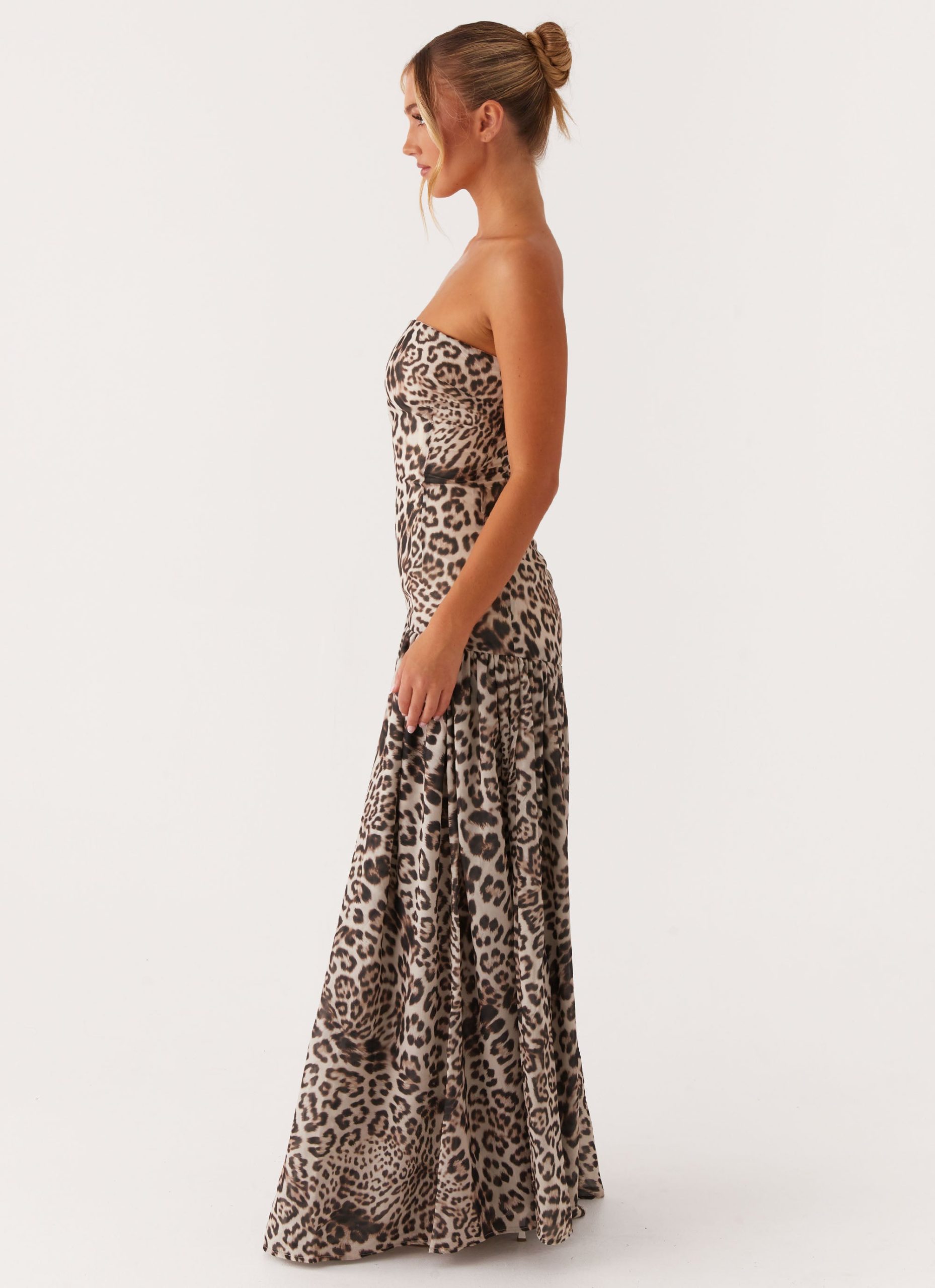 Eden Strapless Maxi Dress - Leopard - Image 3