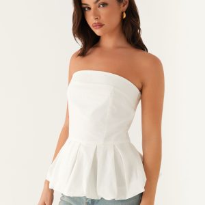 Ellen Bubble Hem Top - Ivory