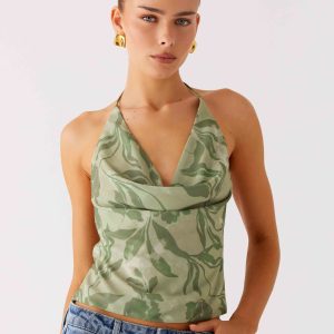 Elspeth Cowl Top - Jade Fern
