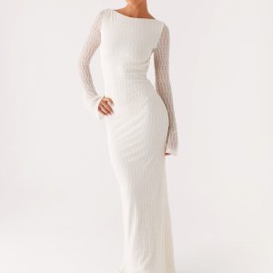Ethereal Long Sleeve Maxi Dress - Ivory