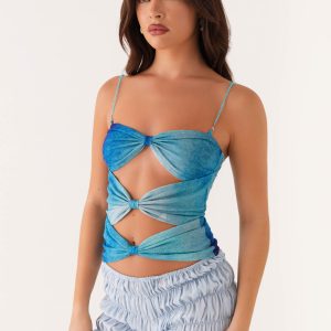 Future Cut Out Top - Blue Tie Dye