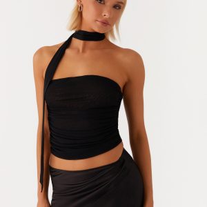 Hot Like Me Scarf Top - Black