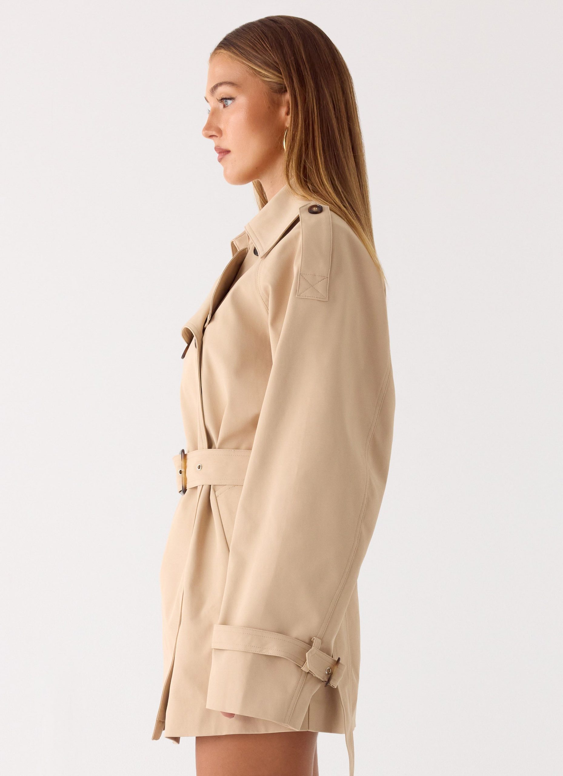 Jackie Mini Trench Coat - Tan - Image 6