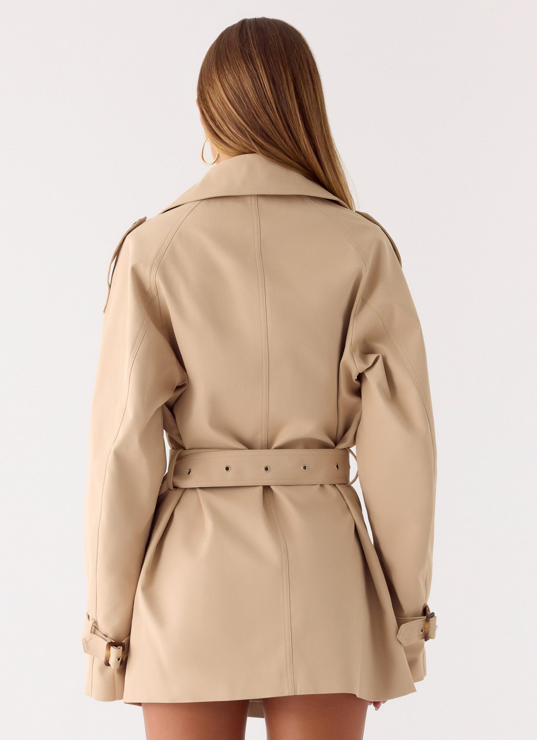 Jackie Mini Trench Coat - Tan - Image 5
