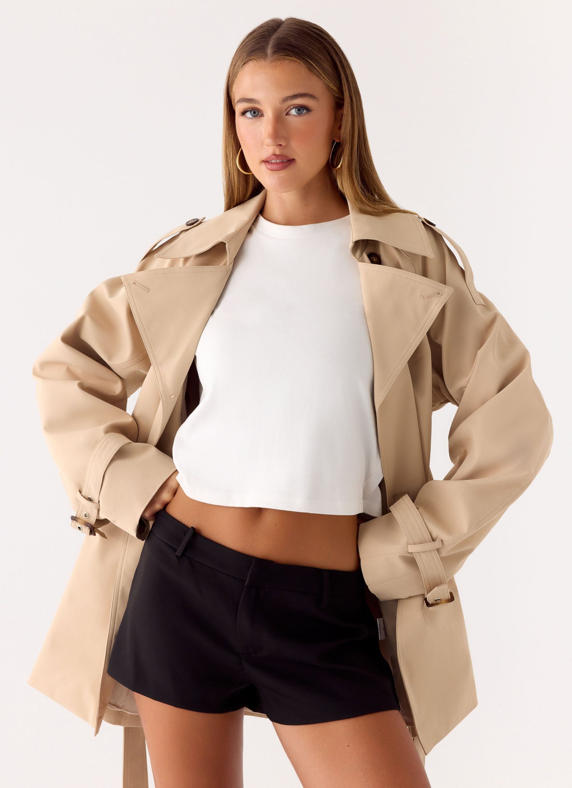 Jackie Mini Trench Coat - Tan - Image 2