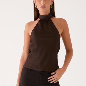 Keena Scarf Top - Chocolate