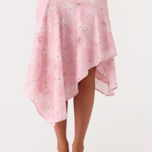 Kia Low Rise Asymmetrical Midi Skirt - Vintage Floral