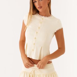 Landon Button Up Top - Lemon
