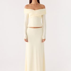 Like A Flower Maxi Skirt - Lemon Yellow