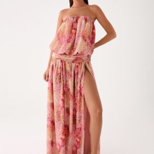 Lioras Strapless Maxi Dress - Botanic Cheetah