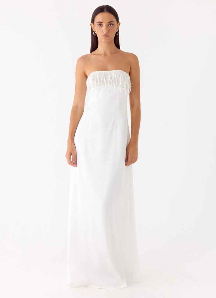 Miftie Beaded Sequin Maxi Dress - White