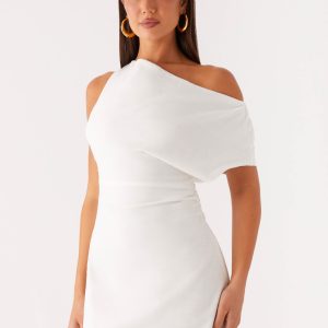 Moonlight Oasis Asymmetrical Cotton Mini Dress - Off White