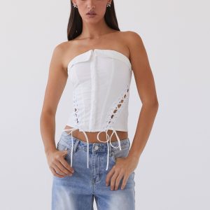 Be My Soulmate Bustier Top - White