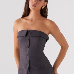 Bad Blood Strapless Top - Army