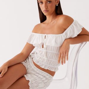 Girls Like Us Ruched Top - White