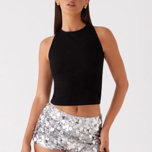 Try Me Sequin Mini Shorts - Silver