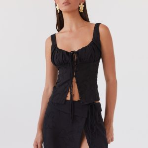 Bianka Tie Top - Black Petal