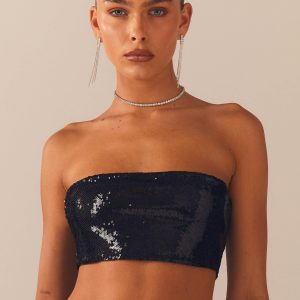 Emma Sequin Bustier - Black