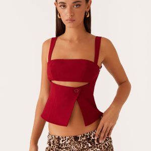 Pia Cut Out Top - Red