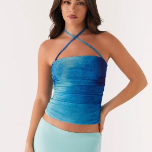 Remedy Halter Top - Blue Tie Dye