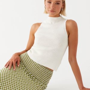 Remmington Open Back Knit Top - White