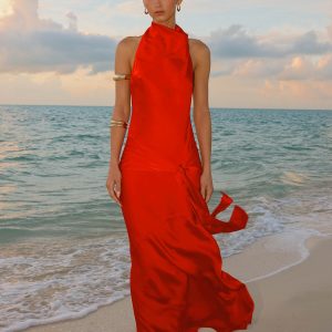 Rumina Sash Maxi Dress - Tangerine