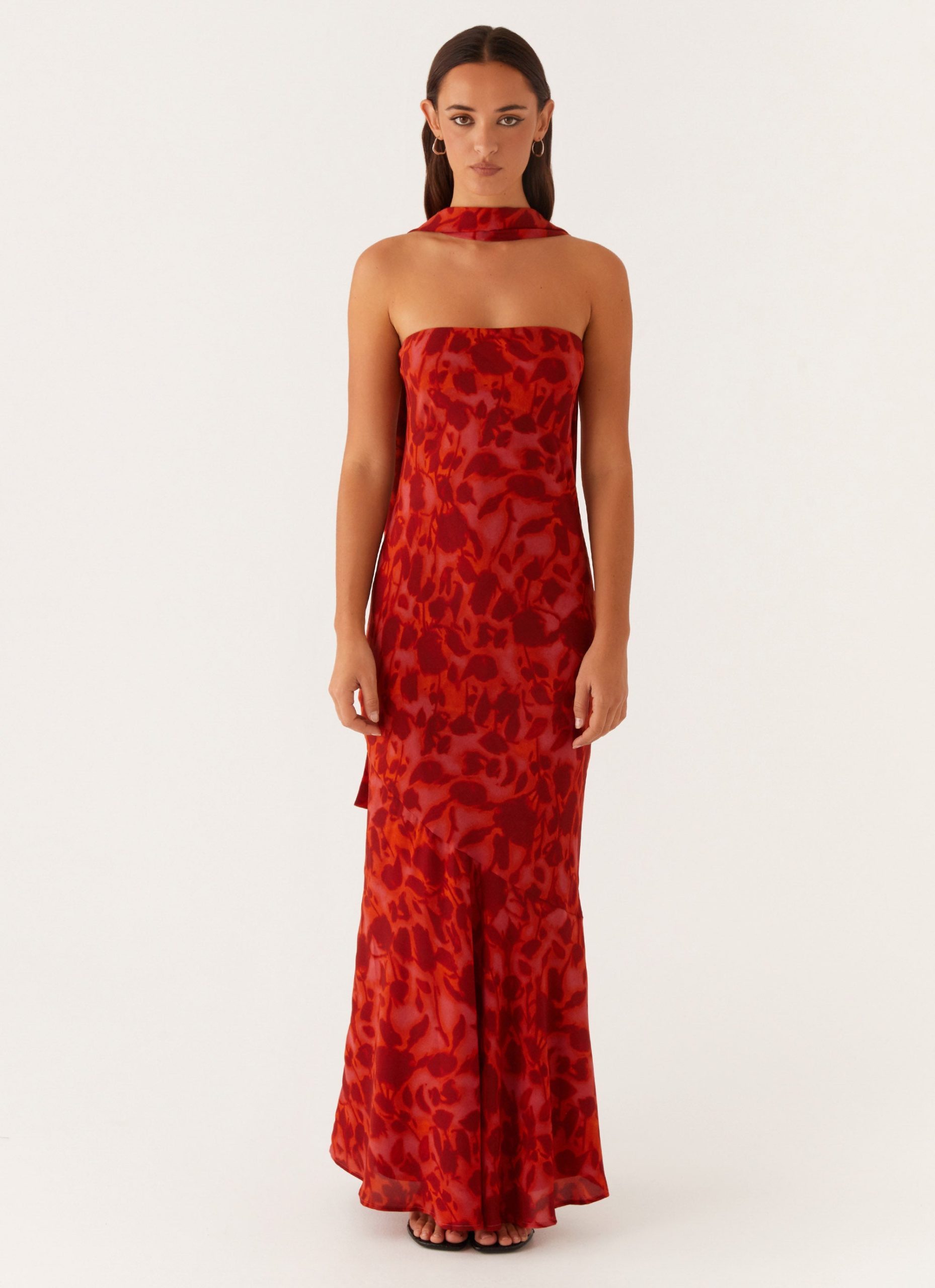 Under The Pagoda Maxi Dress - Deep Red Floral - Image 3