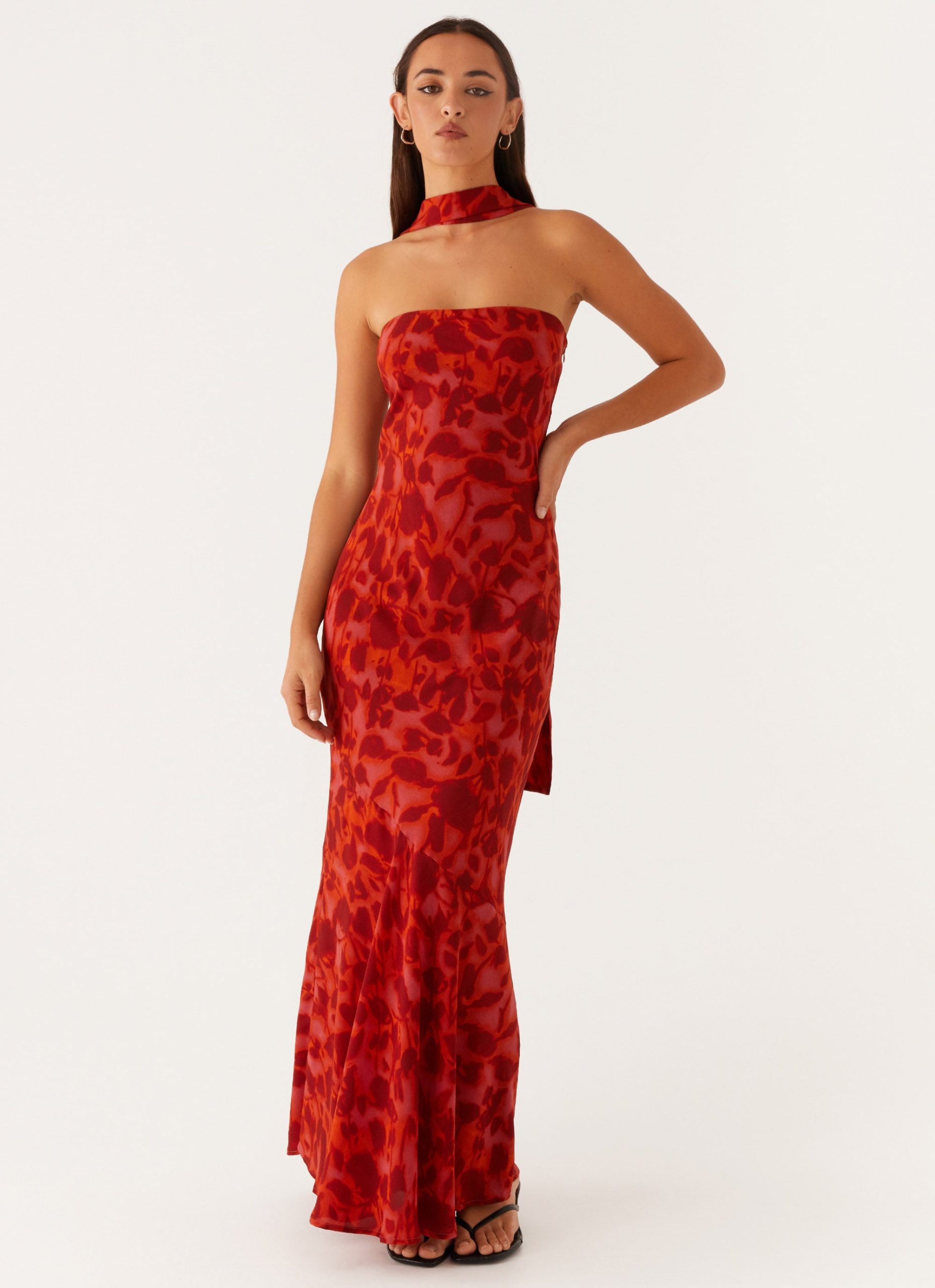 Under The Pagoda Maxi Dress - Deep Red Floral - Image 6