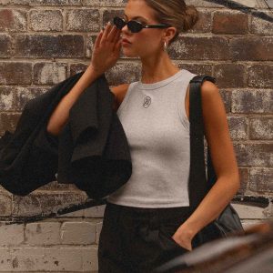 Veda Tank Top - Light Grey Marle