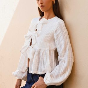 Western Wind Long Sleeve Top - White