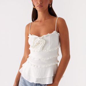 Wilde Linen Rose Top - White