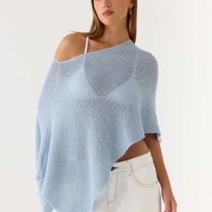 Yas Knit Cape - Blue