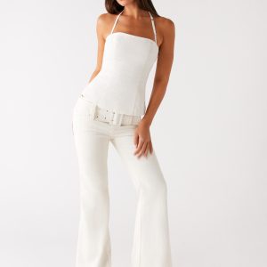 Zadie Low Rise Cord Jeans - Pearl