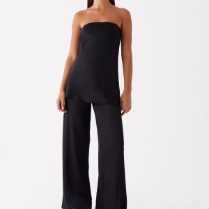 Zoey Satin Tube Top - Black